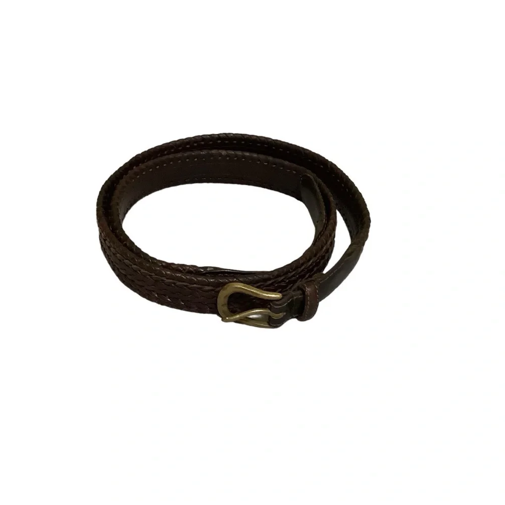 Braided Cowhide Leather Belt Sz 42 Brown Supple Shooting Western